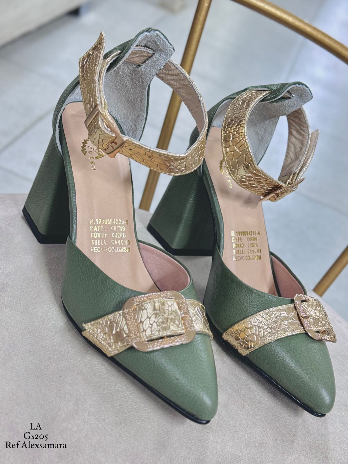 Tacón Cuadrado Cuero