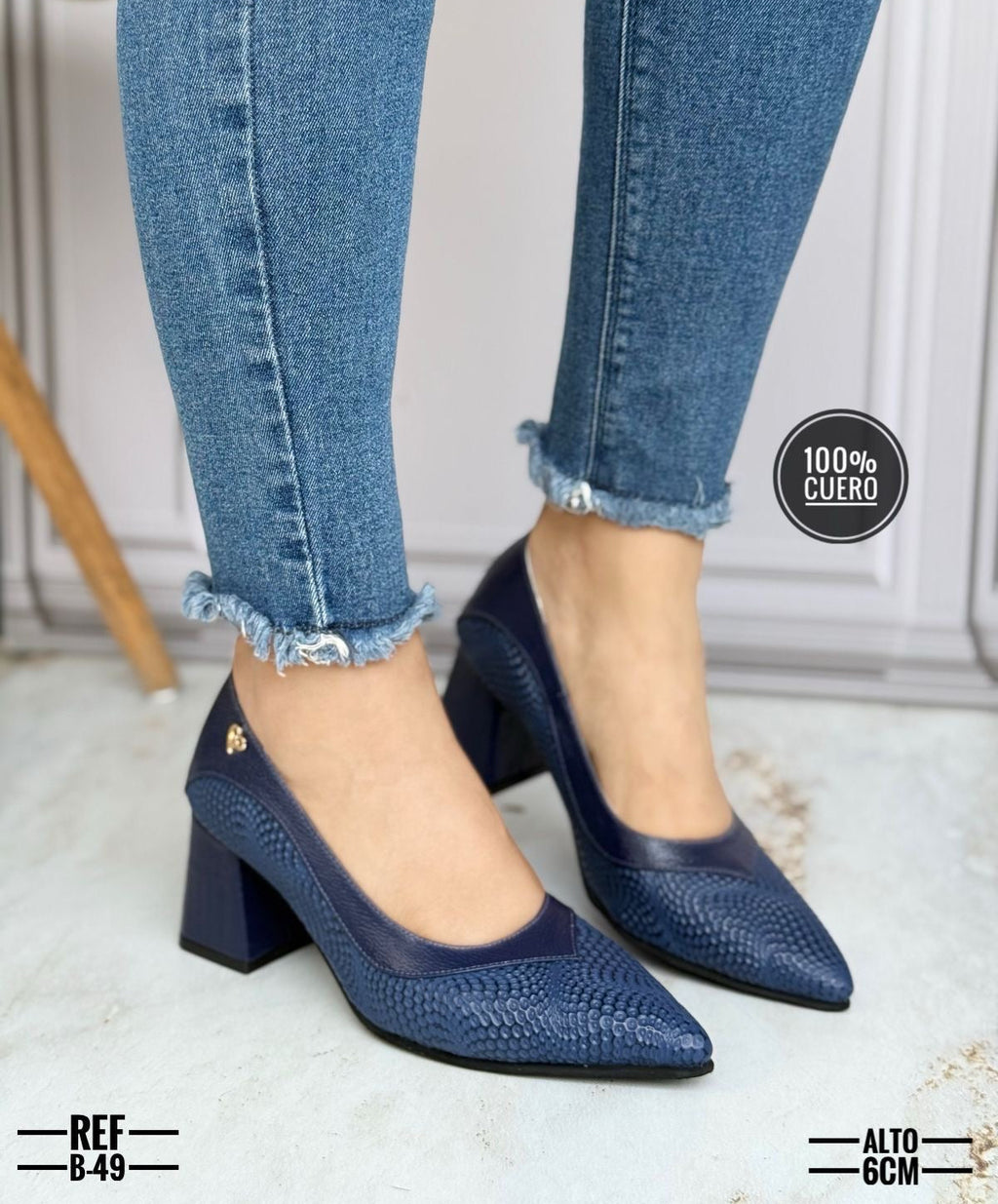 Tacón Cuadrado Cuero
